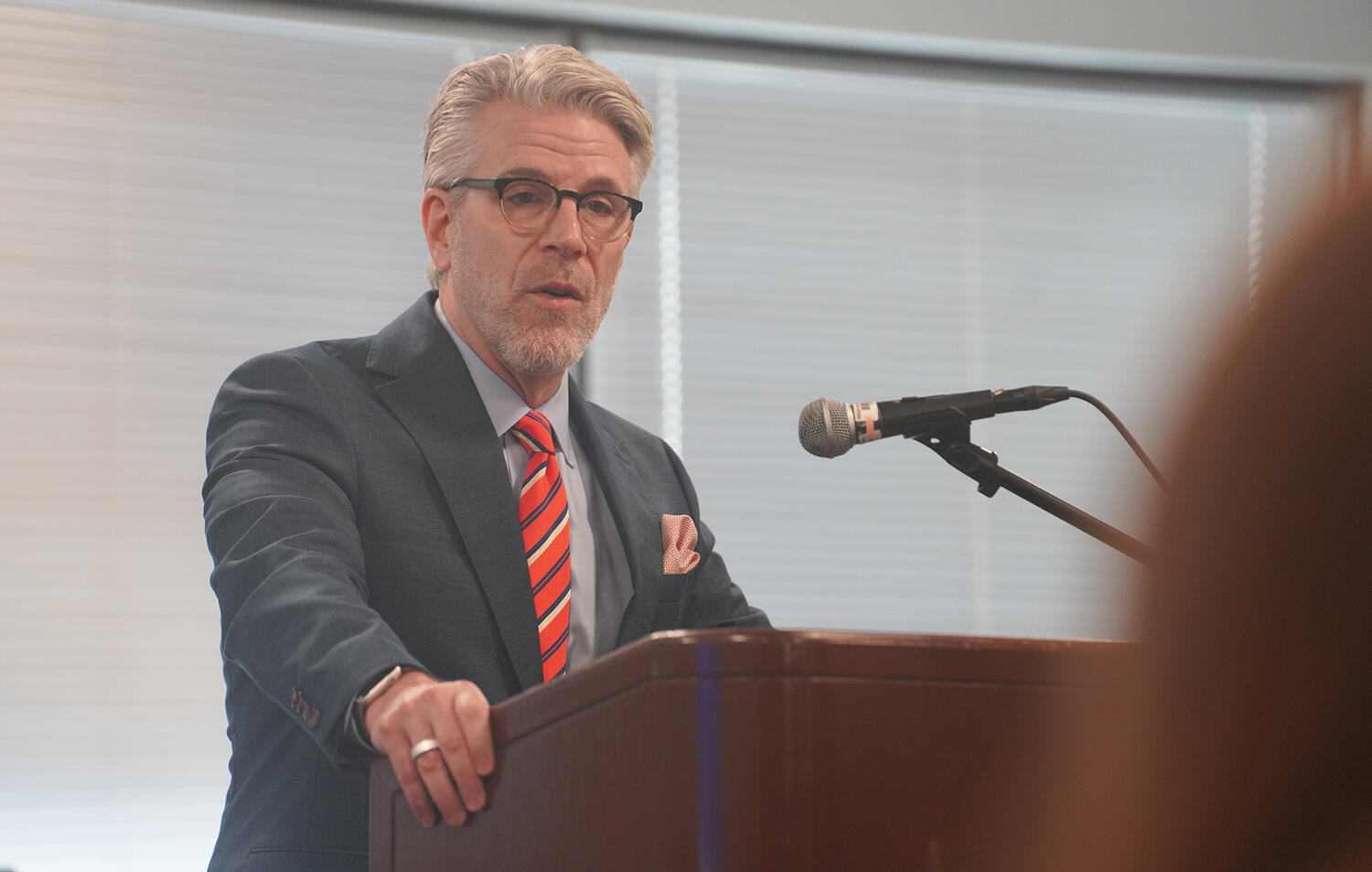 RWU School of Law Dean Gregory W. Bowman speaks to campers and their families during the opening ceremony.