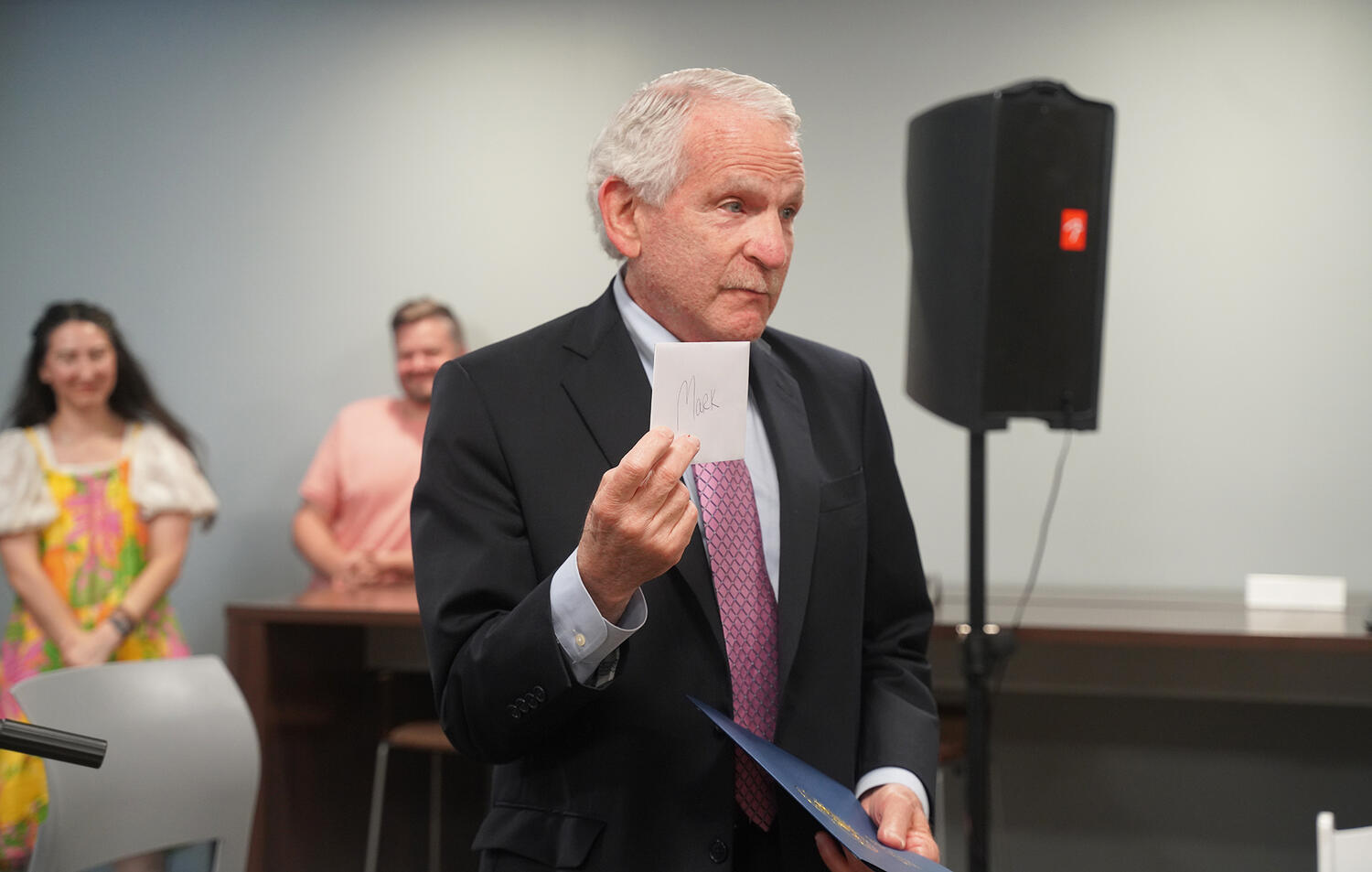 Attorney Mark Mandell thanks campers for their devoted participation.