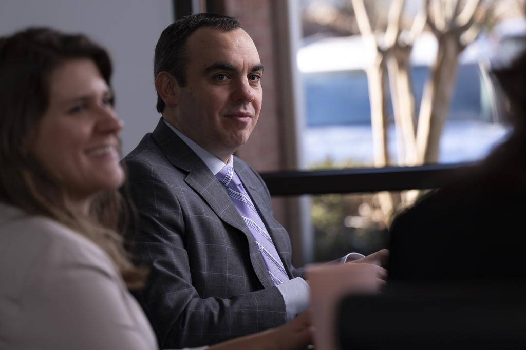 Profile angle of female and male lawyers